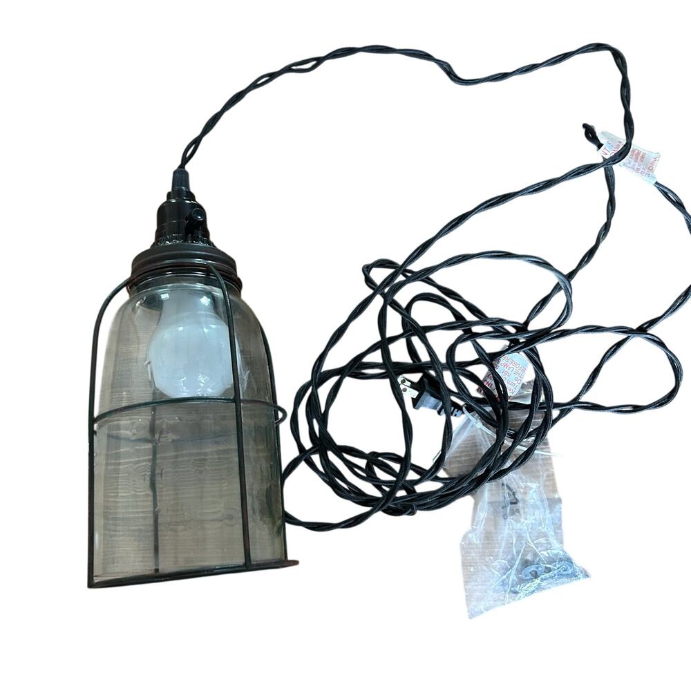 Quart Caged Mason Jar Pendant Light Lamp Industrial Rustic Corded Farmhouse
